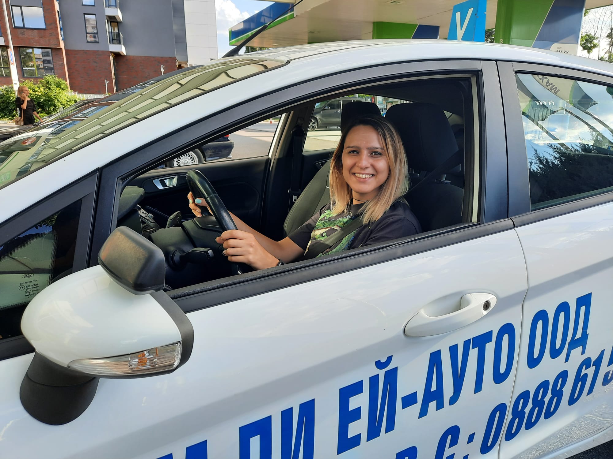 girl sitting in a car