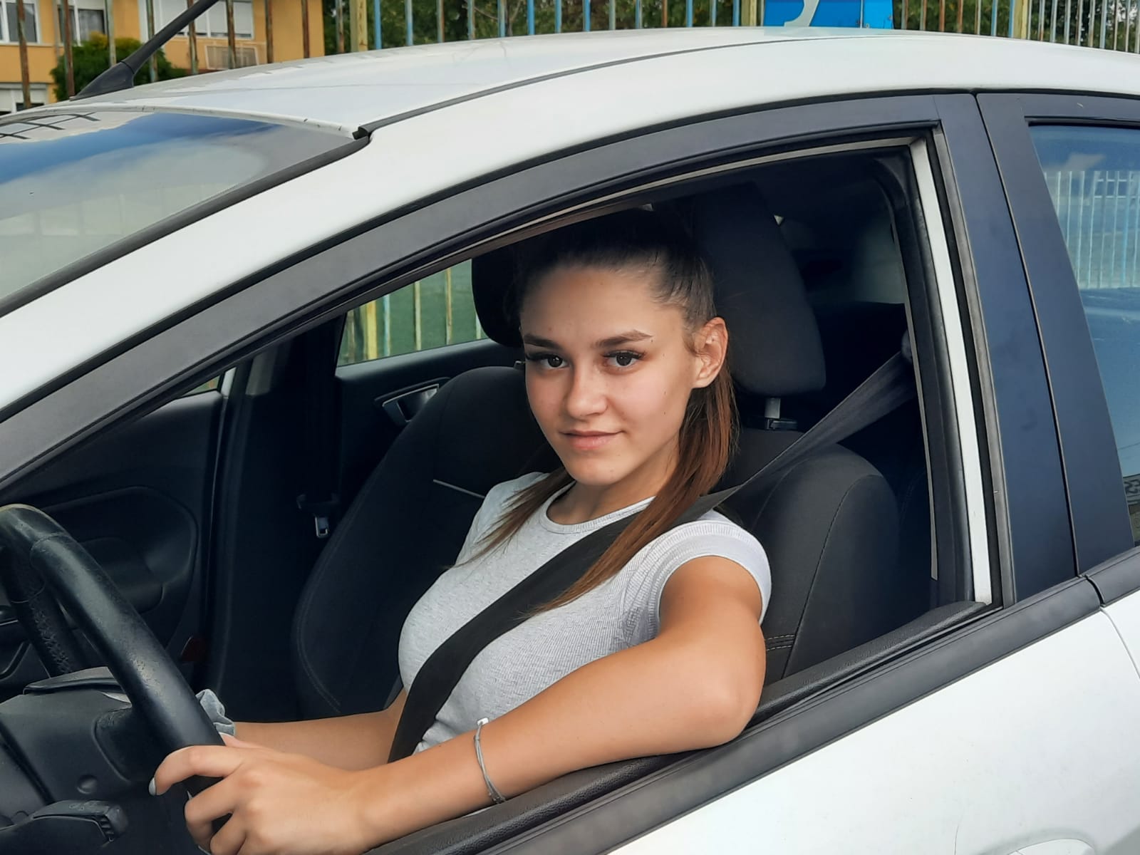 girl sitting in a car